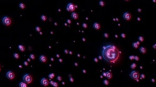 Neon Glowing G Letter Digital Background Loop