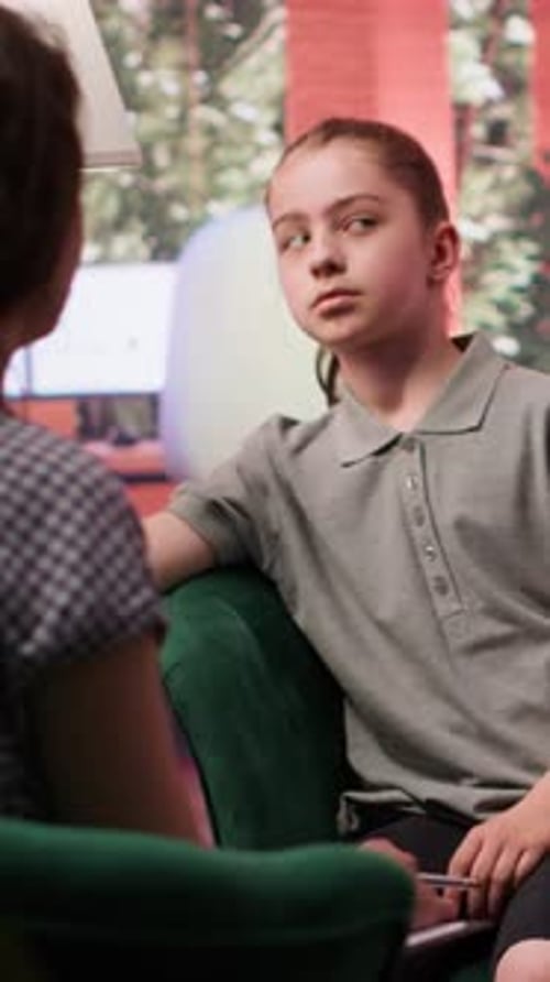 Une mère amène son adolescent déconnecté lors d'une séance de thérapie avec un psychiatre