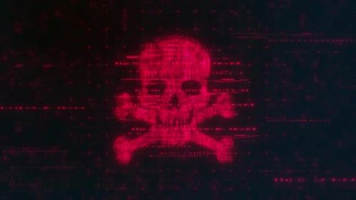 Glitch Digital Skull and Crossbones Reveal Intro