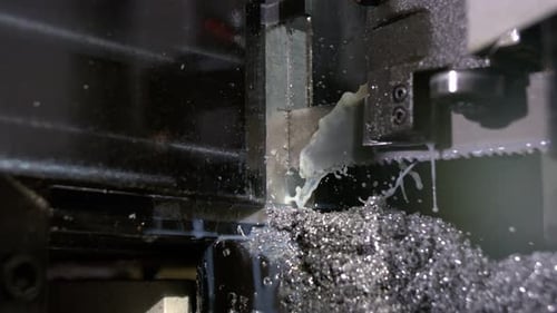 Band saw Belt for metal processing Metalworking in super slow motion