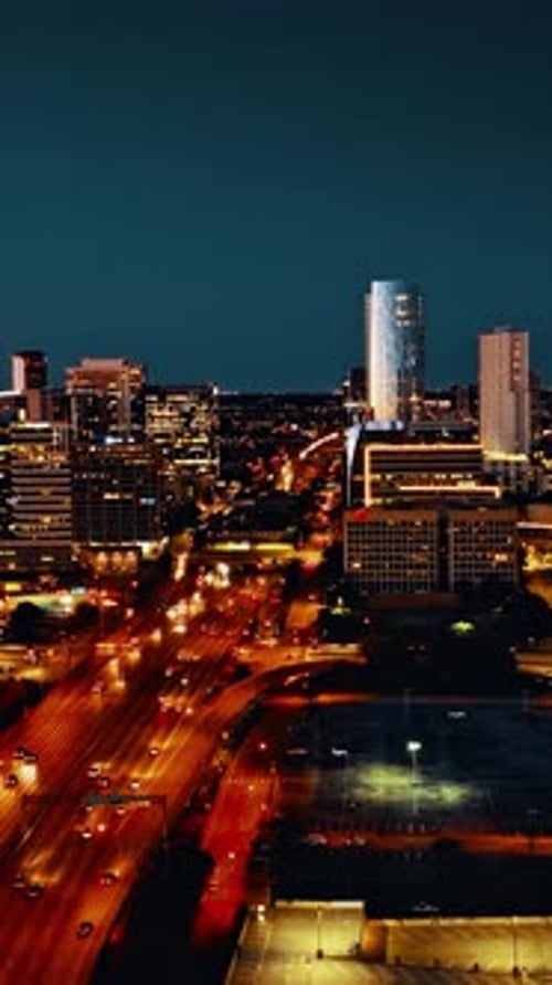 Aerial view of Dallas showcasing city lights and urban landscape