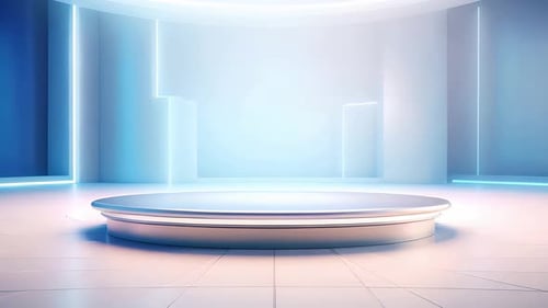 Podium Futuristische Vitrine mit Plattform für Produktausstellungen. Leeres modernes Bühnendisplay