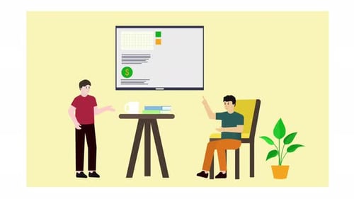 Two businessmen are analyzing financial growth