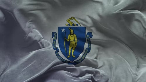 Realistic Waving Massachusetts State Flag Motion Graphic