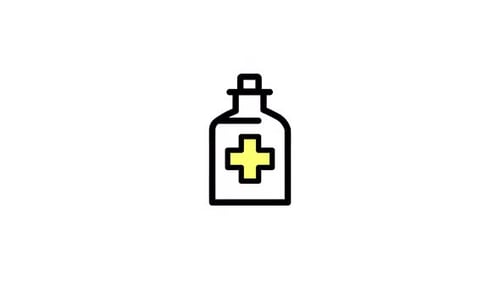 Animated Medical Bottle Icon Reveal in Flat Design Style