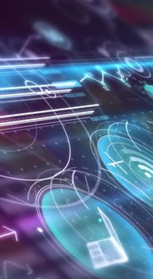 Futuristic Digital Interface with Animated Data Displays