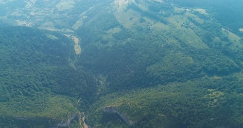 Aerial View of Green Mountainous Landscape