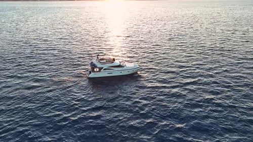 Fishermen Fish in the Sea Aerial View 4 K