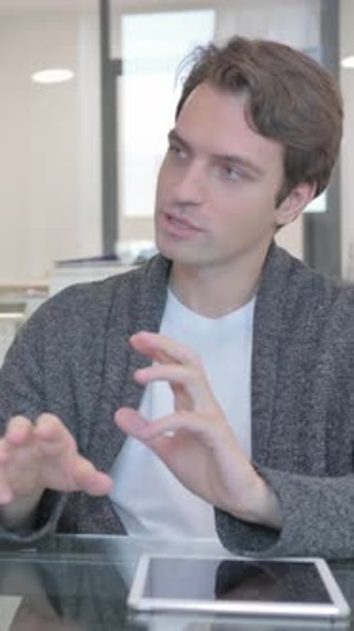 Close up of Businessman Talking with Teammates, vertical video