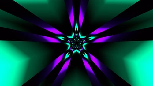 Violetter und türkisfarbener neonkaleidoskopischer Sternenhintergrund Vj Loop In 4K