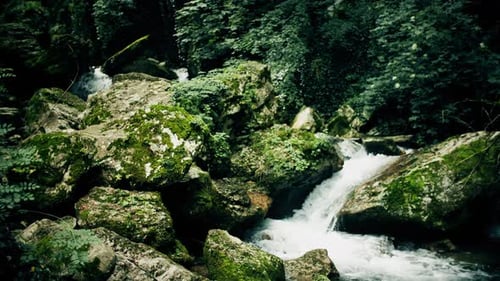 Alpine Whitewater Waterfall Near Grenoble France