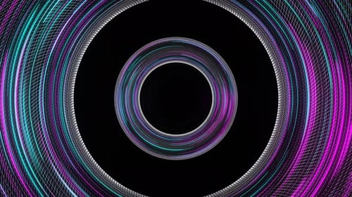 Through Cyan And Pink Neon Ring Background Vj Loop In 4K