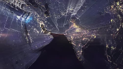 Pixel Art Earth Night Space Rotate and Zoom Shining Country Jordan