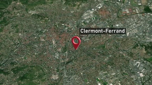 Clermont-Ferrand Stadtplan Zoom (Frankreich) vom Weltraum zur Erde