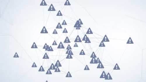 Warnschild, abstrakte Technologie, Netzwerk-Hintergrundschleife