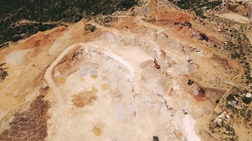 Aerial View of Open Mine Marble Quarry in Turkey