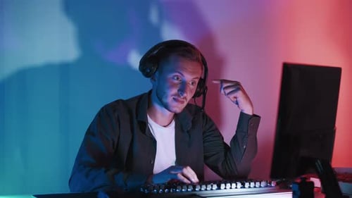 Watching Streaming Online Meeting Night Work Loop