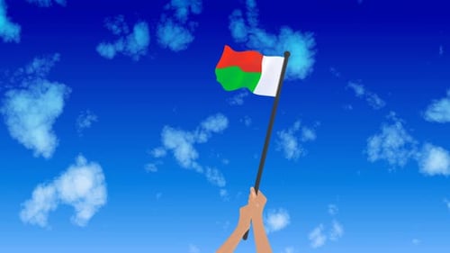Hands Waving Madagascar Flag Animation