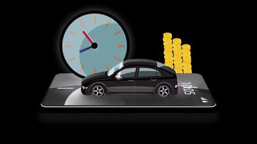 Taxi Order 3D Phone Black car Alpha Channel