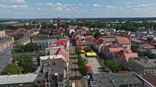 Vista aérea da antiga praça do mercado de Cottbus, Alemanha