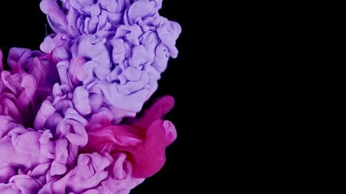 Abstract Beauty Unveiled Pink Paint Drops in Slow Motion Floating on Black Background