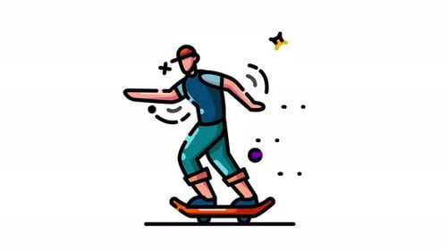 Flat Design Skateboarder Character Animation Loop