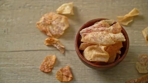 Crispy Taro Chips in a Bowl