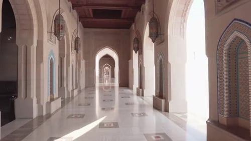 Passage voûté de la grande mosquée du Sultan Qaboos, Oman