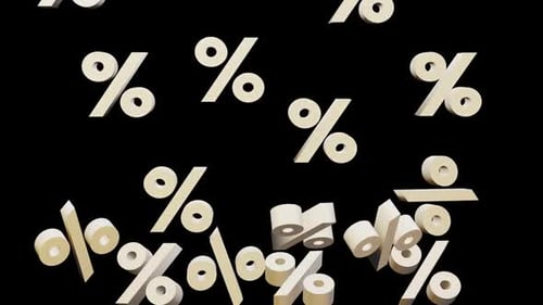 3D Percentage Symbols Falling and Rising Animation