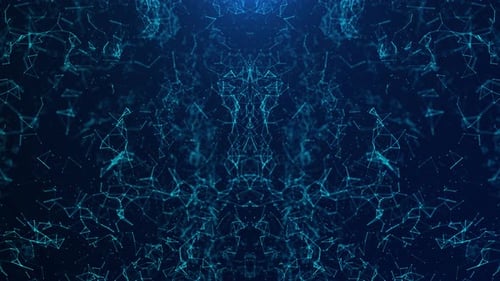 Low Poly Chain Connection Lines Animation with Triangles. Glowing Blue Structure