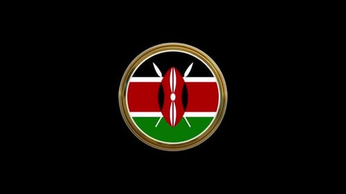 3D Rotating Kenya Flag Badge Emblem