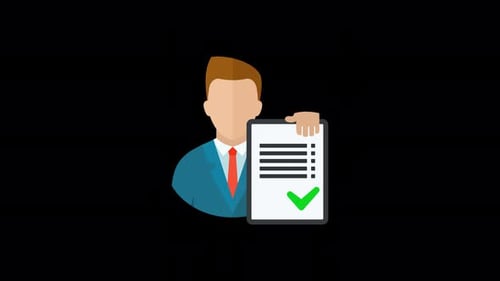 Animated Flat Design Business Character Holding Checklist
