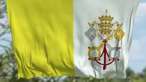 Vatican City Flag Waving in Realistic Outdoor Loop