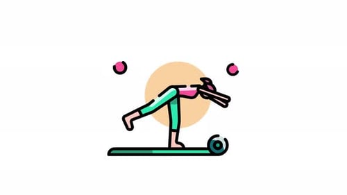 Animated Flat Design Illustration of a Person Practicing Yoga