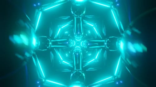 Vibrant and Futuristic VJ Loop Featuring a Scifi Infinite Tunnel Illuminated By Mesmerizing