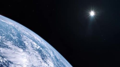 Realistic Earth Rotation with Sun Flare in Space