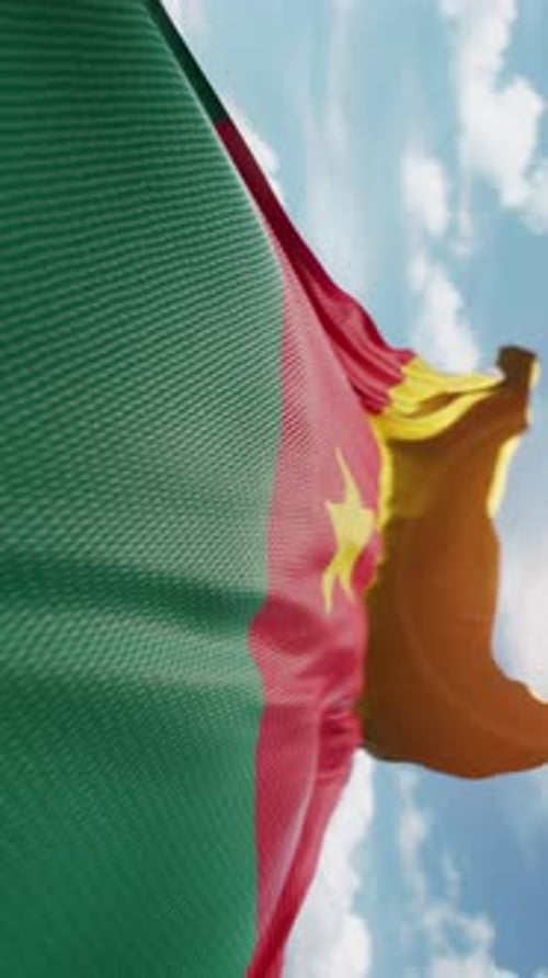 Cameroon Flag Waving in Realistic Slow Motion