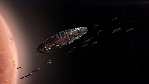 Alien fleet near Mars