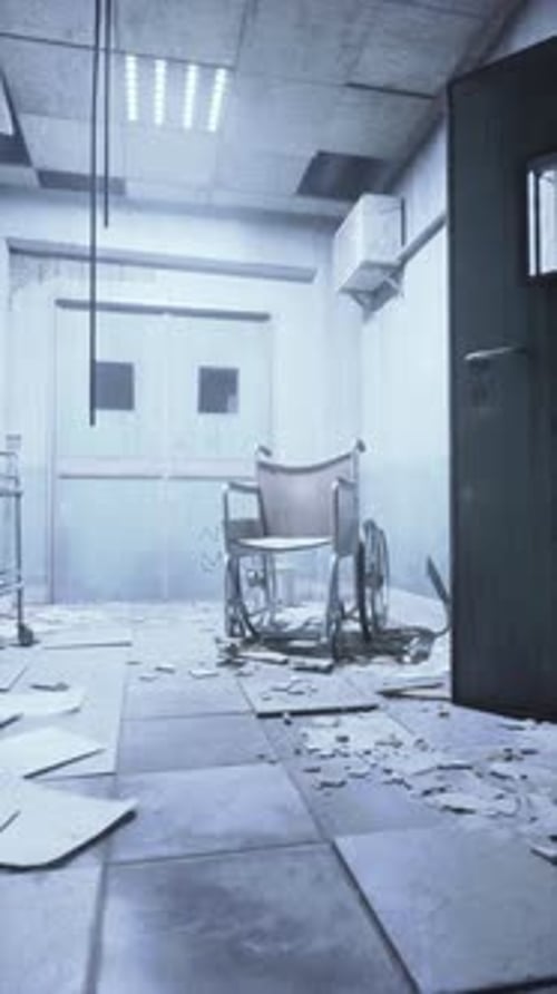 Abandoned Hospital Room With Wheelchair