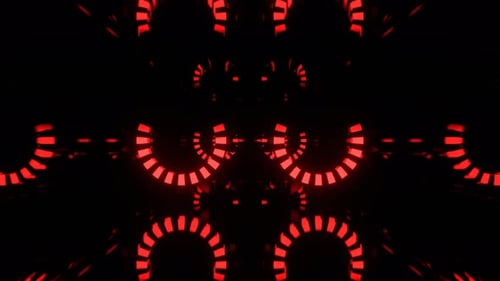 Red Huge Rotating Gears With Neon Elements Background Vj Loop In 4K