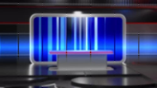 Nachrichtenhintergrund einer Glastrennwand mit einem Nachrichtenstudio-Hintergrund in der Hintergrundschleife