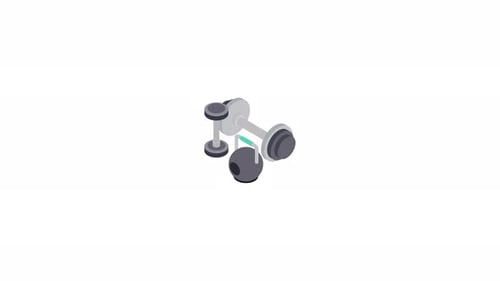 Animated Detailed View Of A Dumbbell Isolated On A White Background