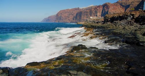 Famous Cliffs and Ocean View From the Coastline Acantilados De Los Gigantes in Tenerife Canary