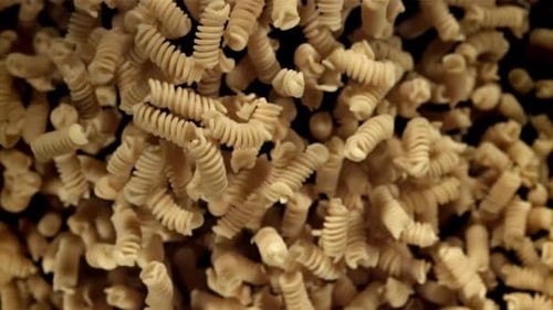 Fusili Pasta Rises and Falls Filmed on a Highspeed Camera at 1000 Fps