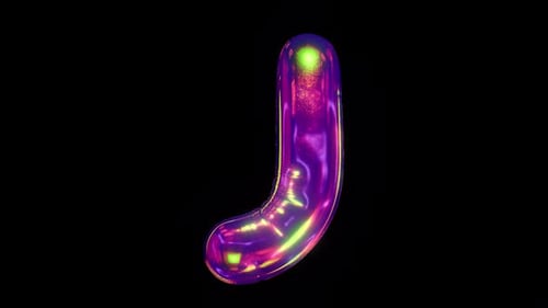 Fluid Iridescent Balloon Letter J Animation