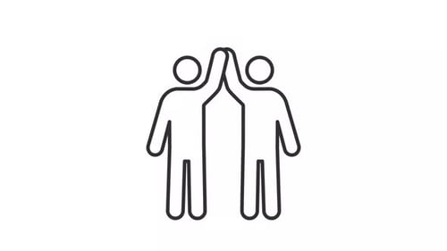 Animated friends giving five line icon