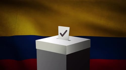 Casting vote into the ballot box during Colombia election