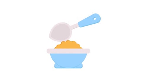 Flat Design Animation of a Spoon Scooping Food from a Bowl
