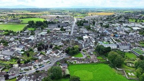 Ireland Epic Locations drone landscape of Cashel Town From Above The Rock Of Cashel Tipperary Irelan