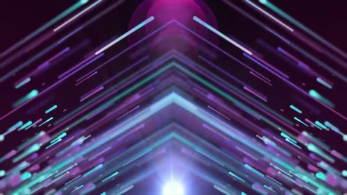 Neon Glowing Digital Lines Tunnel Abstract Background